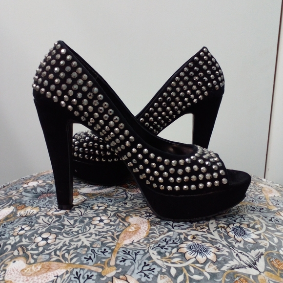 Candies Platform Rhinestone Heels - Picture 1 of 9